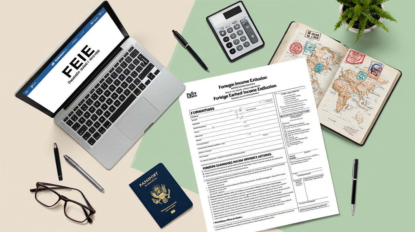 Illustration of Foreign Earned Income Exclusion 2025 showing how FEIE helps US expats exclude foreign-earned income from US tax.